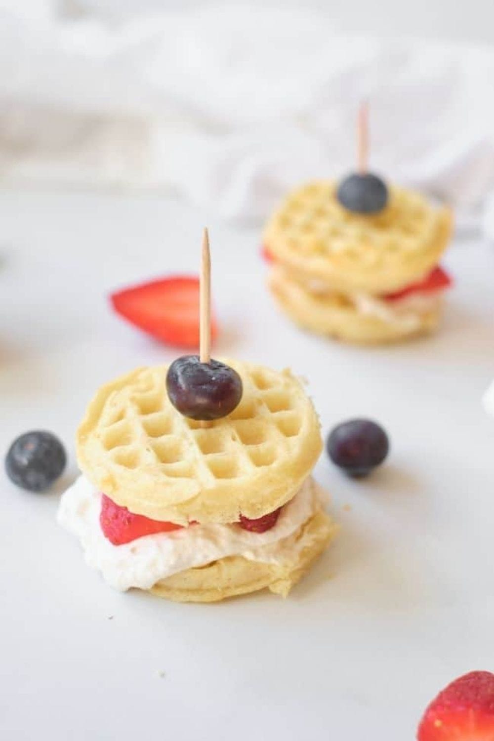 Mini Berries and Cream Waffle Sandwiches