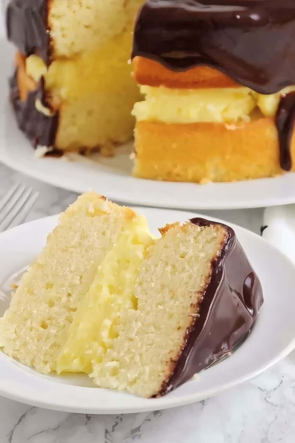 Boston Cream Pie with Chocolate Ganache