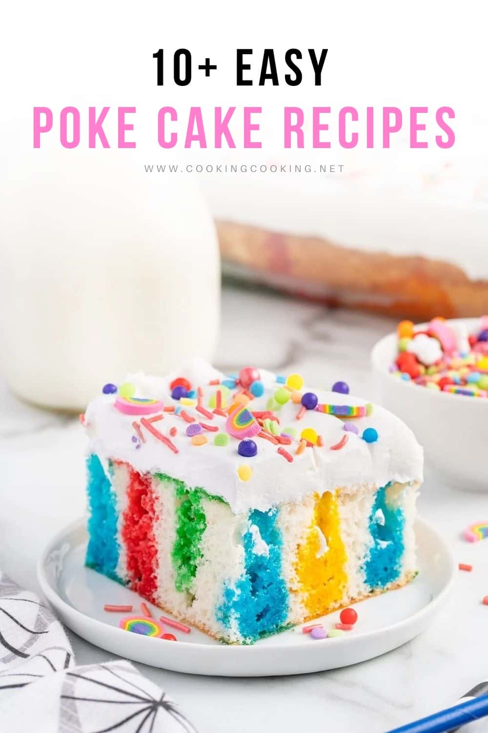 Rainbow Jello Poke Cake