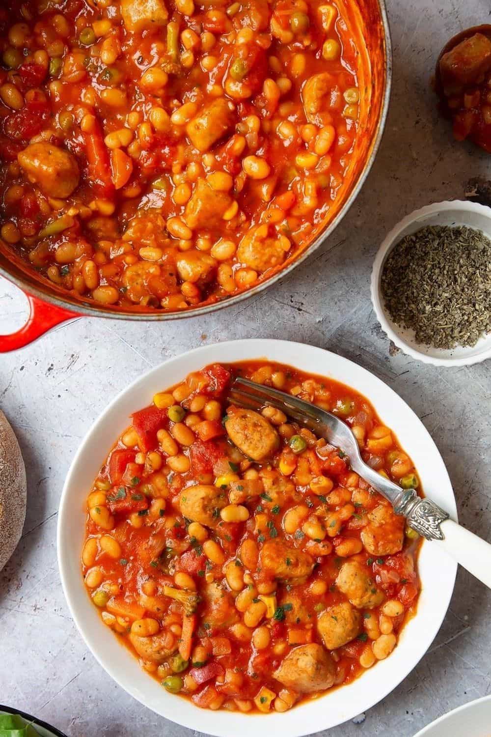 Veggie Sausage and Bean Casserole